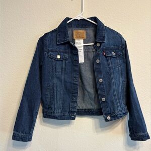 Levi's girls dark wash cotton denim button front trucker like jacket. Size L PO